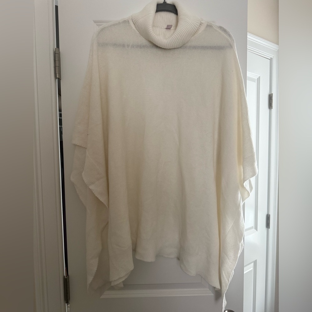 White Oversized Knit Poncho